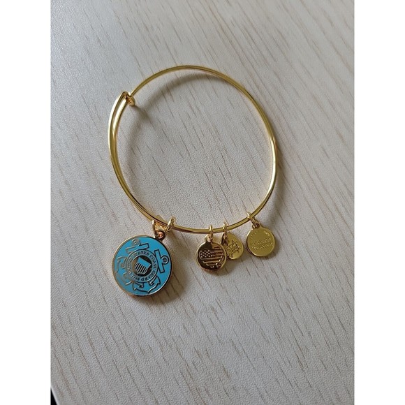 Alex & Ani United States Coast Guard 1790 Gold Tone Charm Bracelet 2016 - Picture 1 of 6